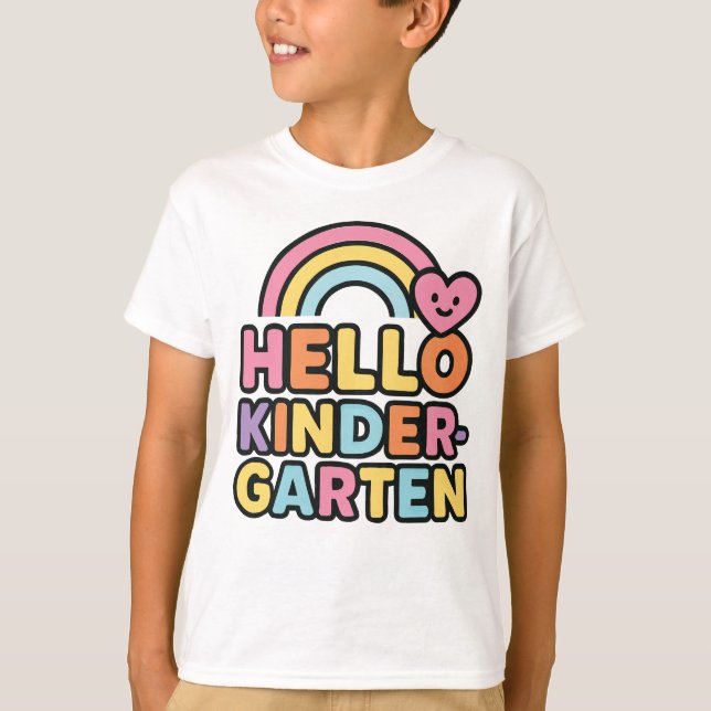 Camiseta Back to School Hello Kindergarten Teacher Kids (Frente)
