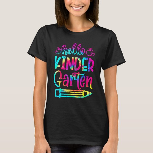 Camiseta Back To School Hello Kindergarten Tie Dye Teacher  (Frente)