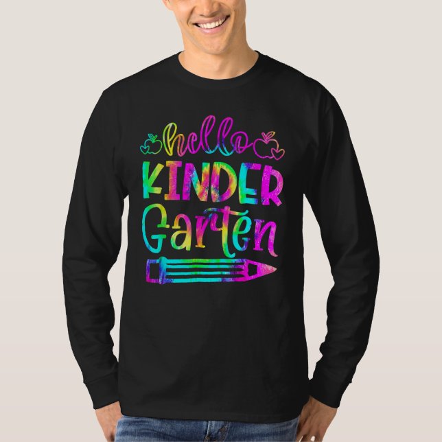 Camiseta Back To School Hello Kindergarten Tie Dye Teacher  (Frente)