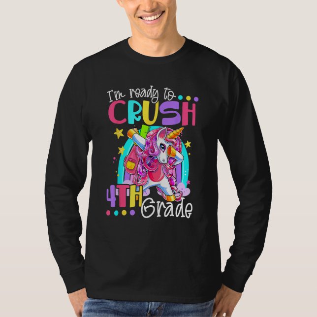 Camiseta Back To School I m Ready To Crush 4th Grade Dabbin (Frente)