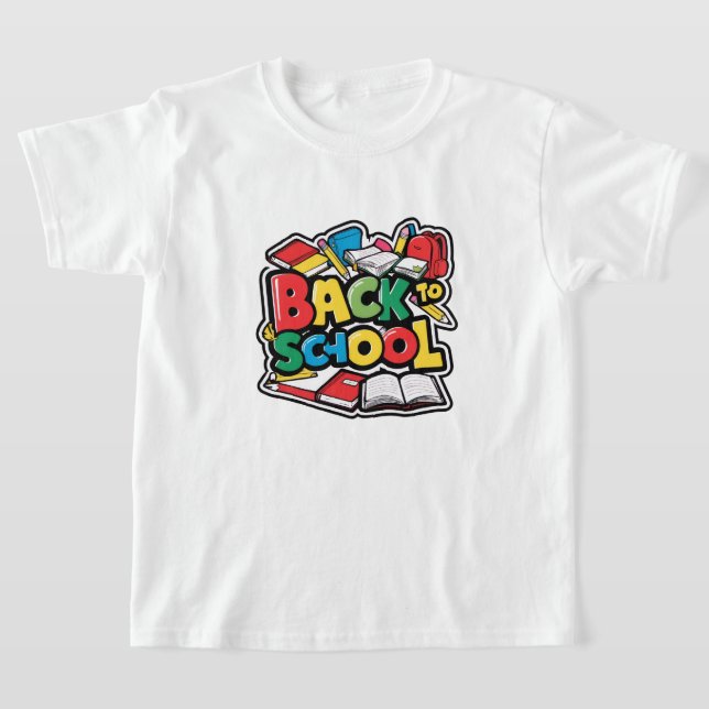 Camiseta Back to School Illustration – Colorful Cartoon (Postura )
