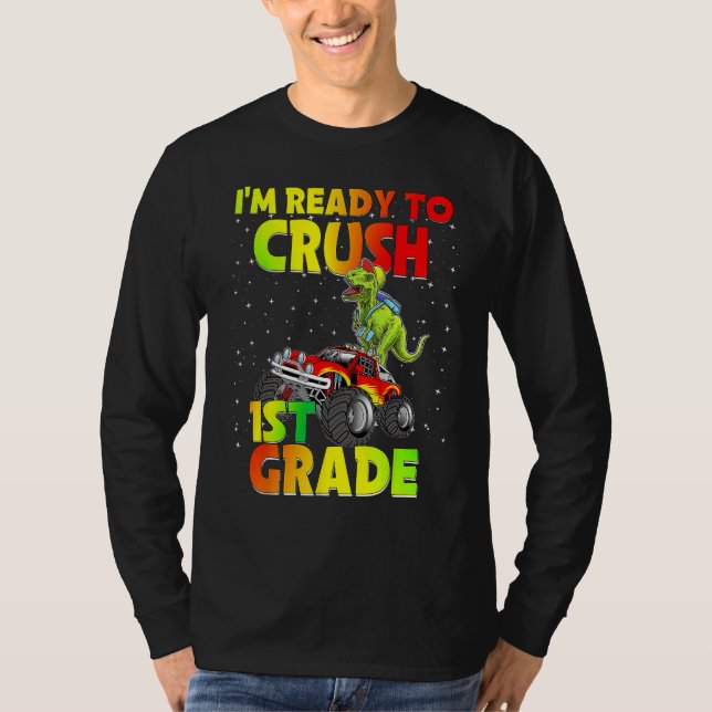 Camiseta Back To School I'm Ready To Crush 1st Grade Dinosa (Frente)