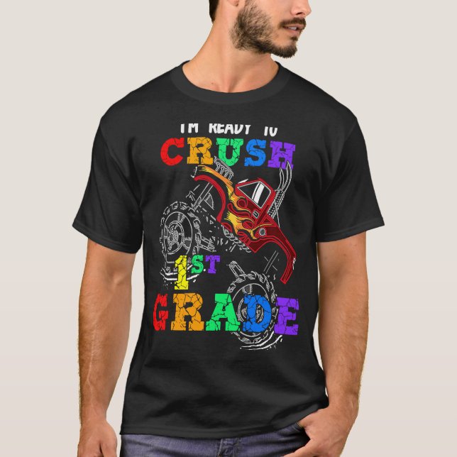 Camiseta Back To School I'm Ready to Crush 1st Grade Monste (Frente)