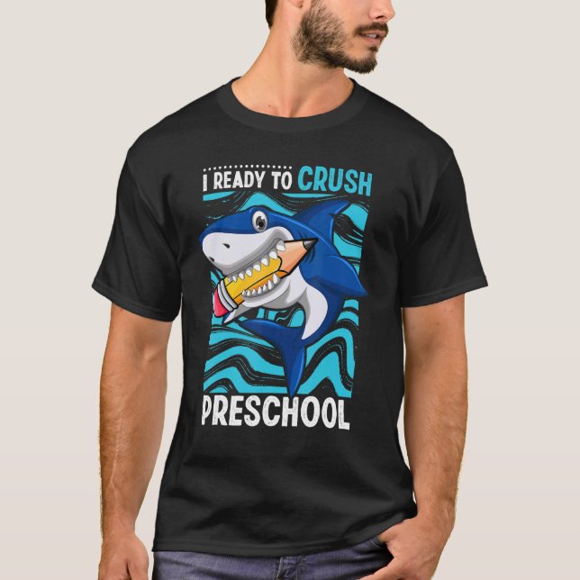 Camiseta Back To School I'm Ready To Crush Preschool Shark  (Frente)