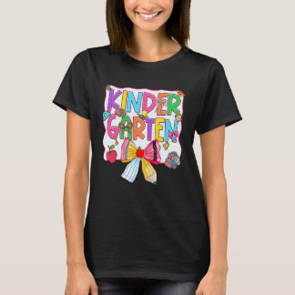 Camiseta Back to School Kindergarten Coquette Pencil Bow Te