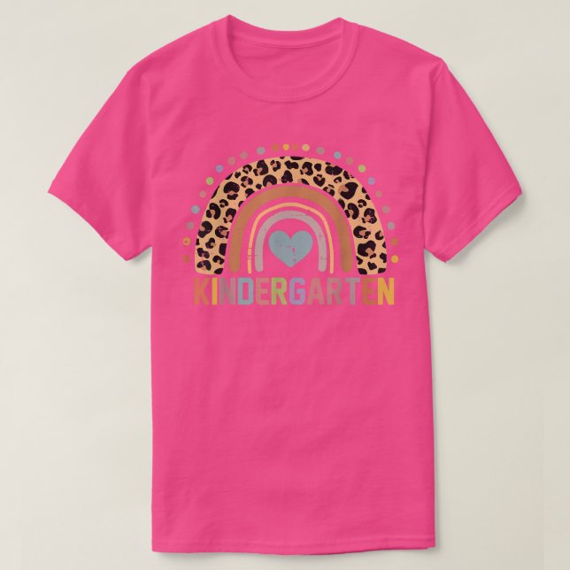 Camiseta Back To School Kindergarten Rainbow Leopard Teache (Frente do Design)