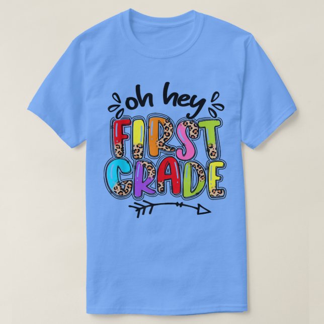 Camiseta Back To School Leopard 1st Grade Squad First Grade (Frente do Design)