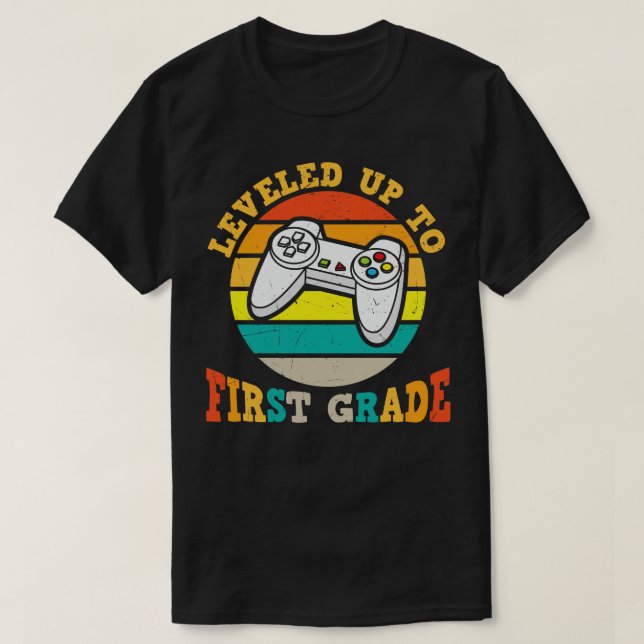 Camiseta Back to school-leveled up to first grade (Frente do Design)