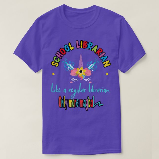 Camiseta Back To School Librarian Unicorn Magical  (Frente do Design)