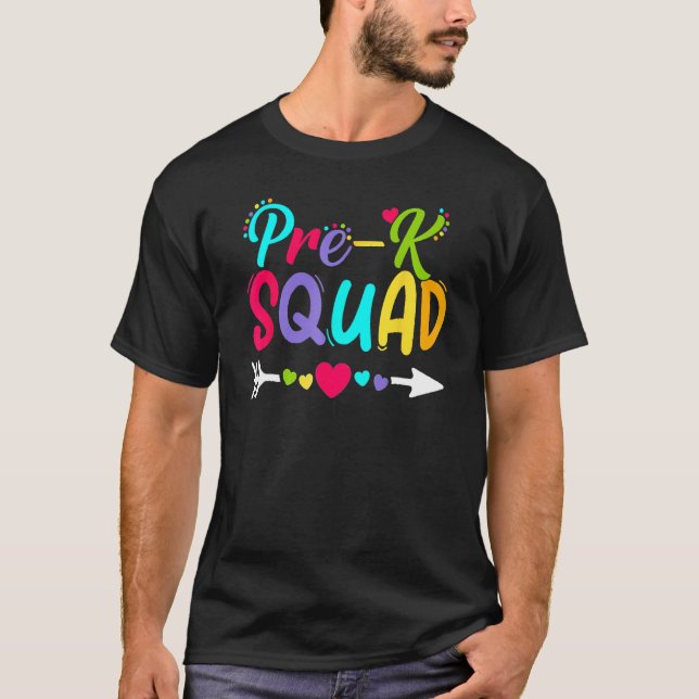 Camiseta Back To School Pre K  Squad Happy First Day Of Sch (Frente)