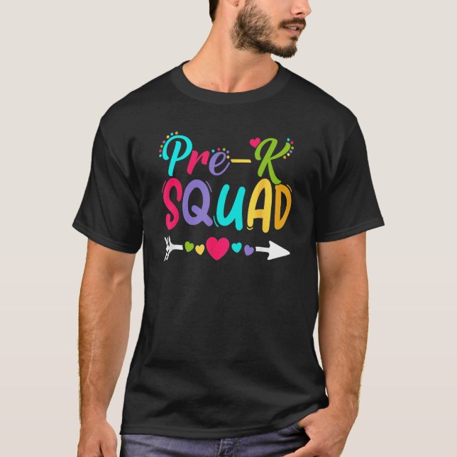 Camiseta Back To School Pre K  Squad Happy First Day Of Sch (Frente)