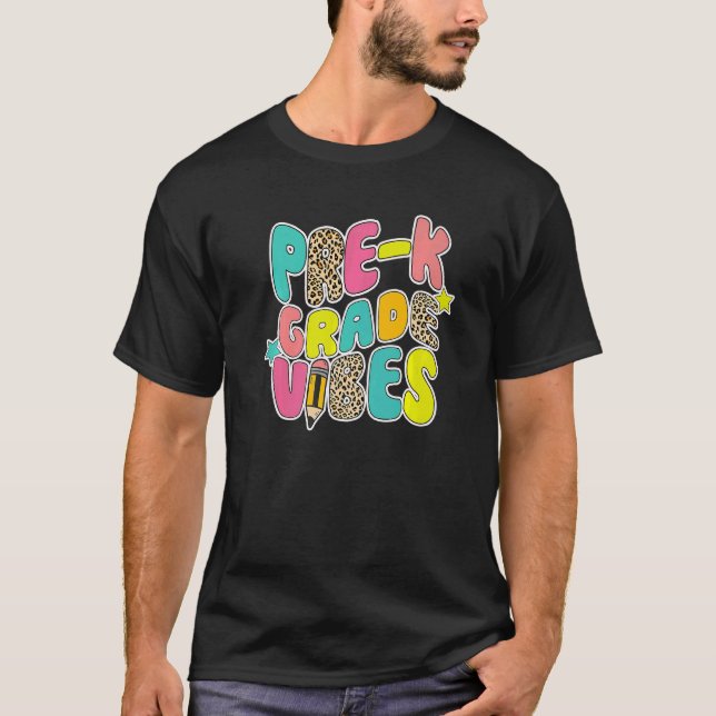 Camiseta Back To School Pre k Vibes Leopard Teacher Women K (Frente)