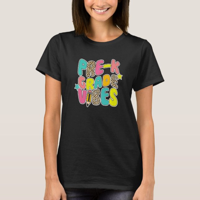 Camiseta Back To School Pre k Vibes Leopard Teacher Women K (Frente)