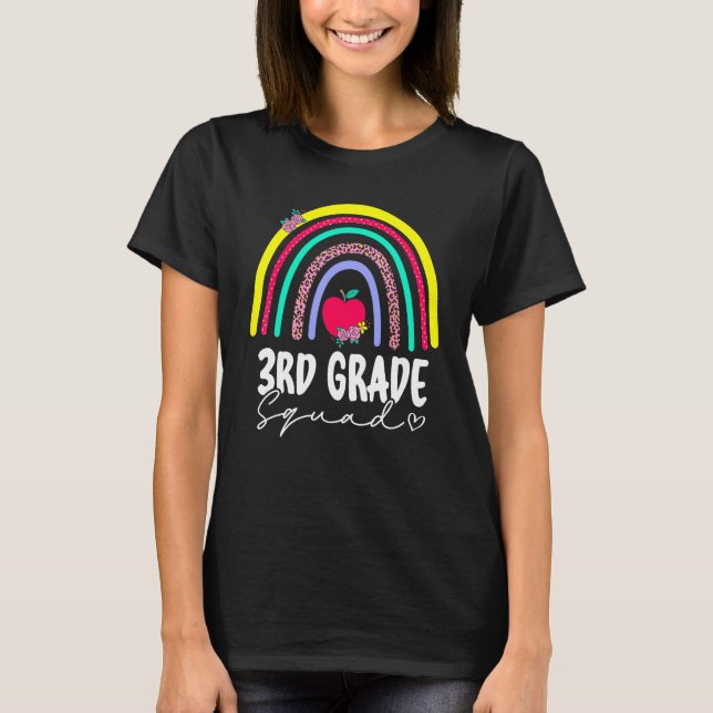 Camiseta Back To School Rainbow 3rd Third Grade Squad Teach (Frente)