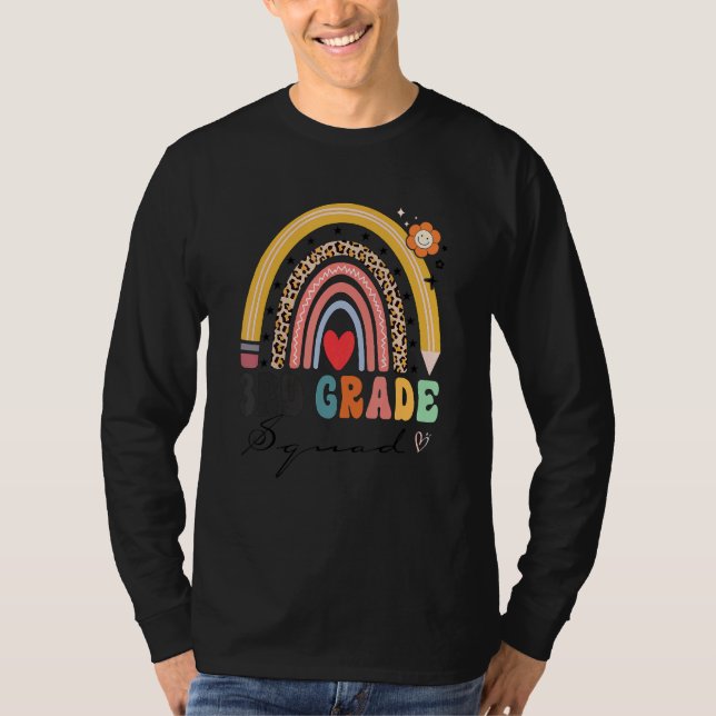 Camiseta Back To School Rainbow 3rd Third Grade Squad Teach (Frente)