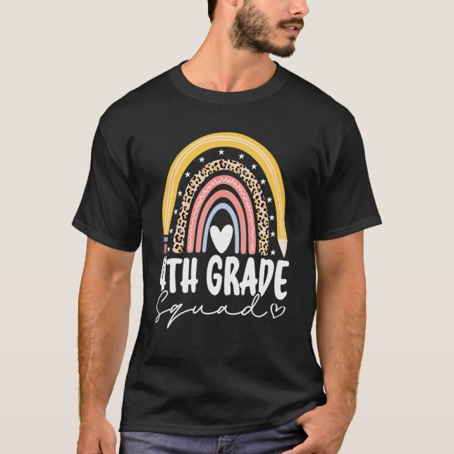 Camiseta Back To School Rainbow 4th Fourth Grade Squad For  (Frente)