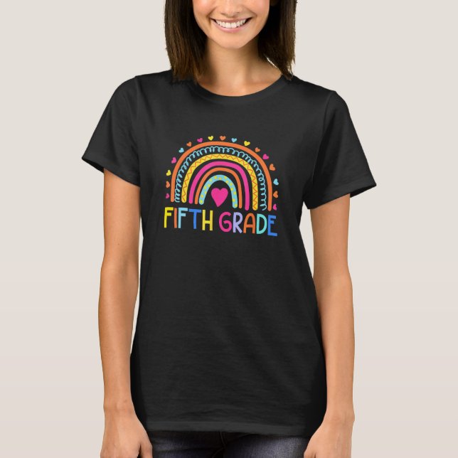 Camiseta Back To School Rainbow 5th Fifth Grade Squad For T (Frente)