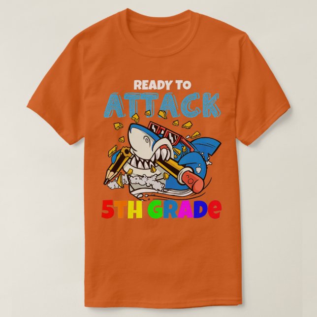 Camiseta Back To School Ready To Attack First Day Kids (53) (Frente do Design)