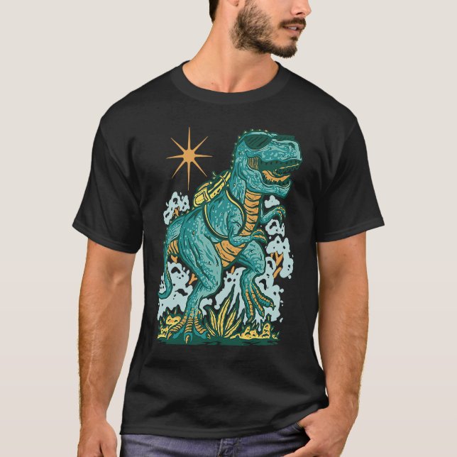 Camiseta Back To School rex Dinosaur For Boys Girls (Frente)