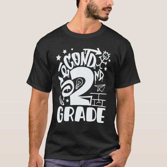 Camiseta Back To School Second 2nd Grade Teacher Boys Graff (Frente)