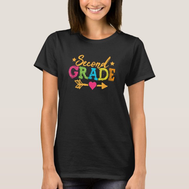 Camiseta Back To School Second Grade Girls Boys Teacher Tea (Frente)