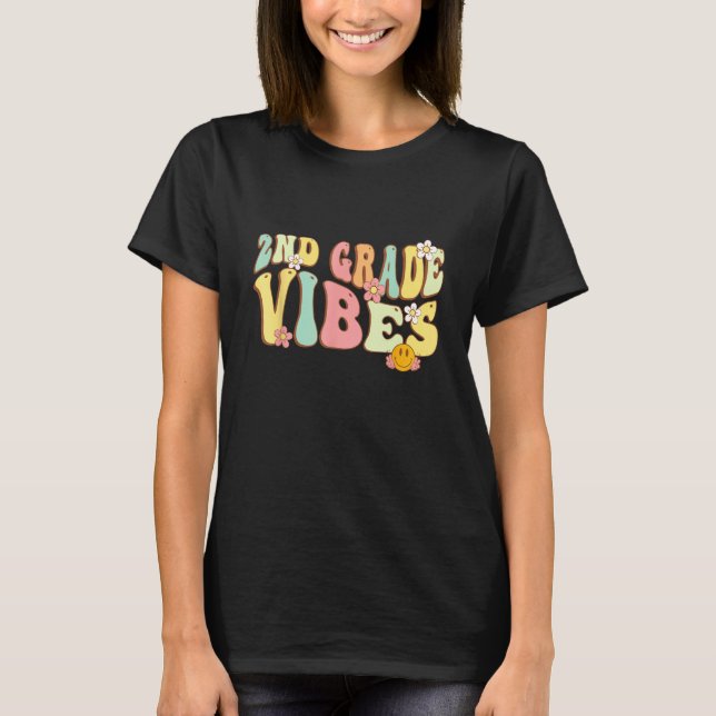 Camiseta Back To School Second Grade Vibes Student Teacher  (Frente)