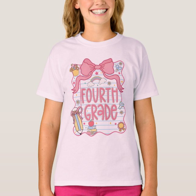 Camiseta Back to School Shirt, Fourth Grade Kids T Shirt (Frente)