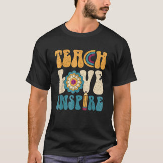 Camiseta Back To School Teach Love Inspire Retro Teachers_2