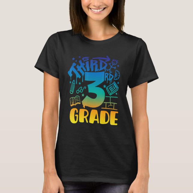Camiseta Back To School Third 3rd Grade Teacher Boys Graffi (Frente)