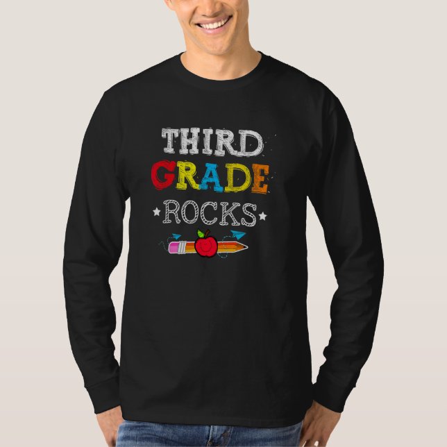 Camiseta Back To School Third Grade Rocks Team 3rd Grade Te (Frente)