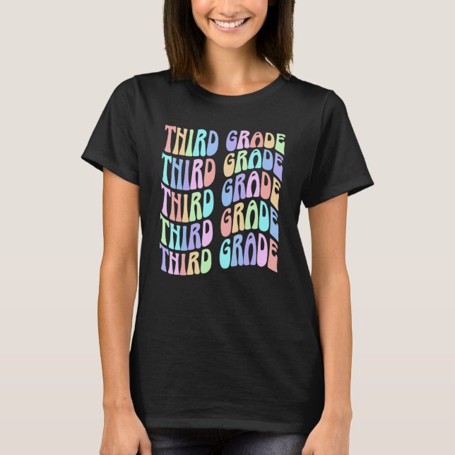 Camiseta Back To School Third Grade Vibes First Day Teacher (Frente)