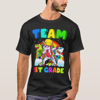 Camiseta Back To School Unicorn Dinosaur Shark Team 1St Gra