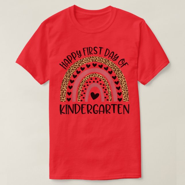 Camiseta Back To SchoolRainbow Happy First Day Of Kindergar (Frente do Design)