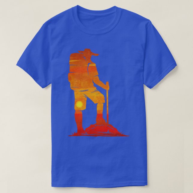 Camiseta Backpacker No Sunset Enquanto Caminhava (Frente do Design)