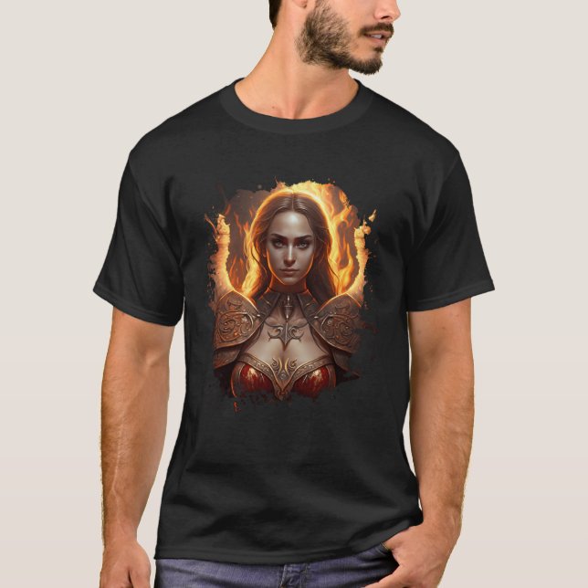 Camiseta Backprint Female Angel of Fire with Flames of Hell (Frente)