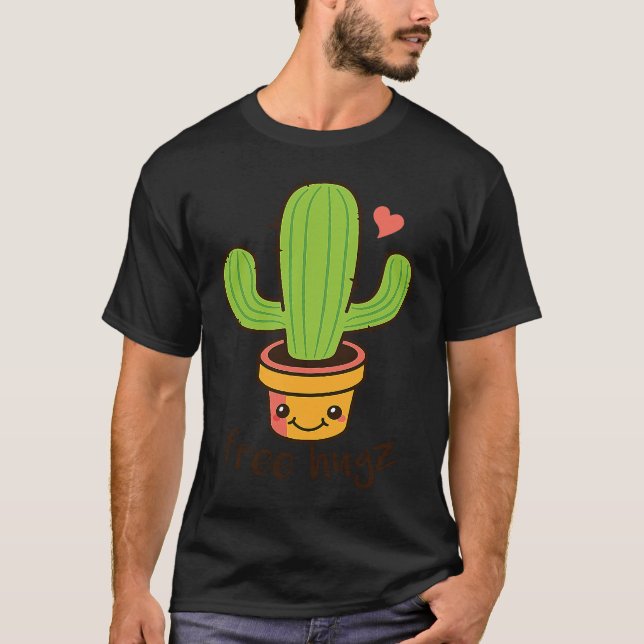 Camiseta Backprint Free Hugs Cactus and Potted Plants (Frente)