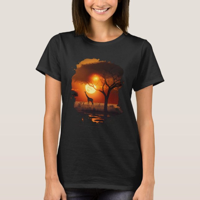 Camiseta Backprint Giraffes in the hot savannah of Africa i (Frente)