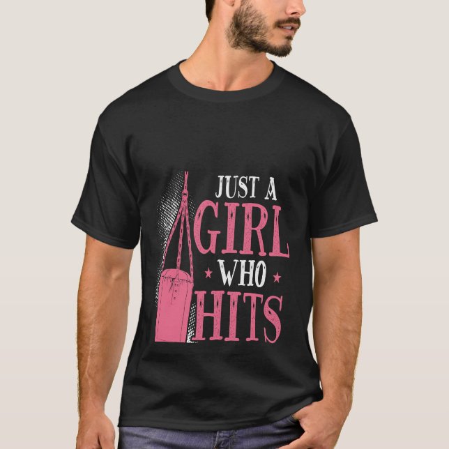 Camiseta Backprint Just A Girl Who Hits Things Woman Boxing (Frente)