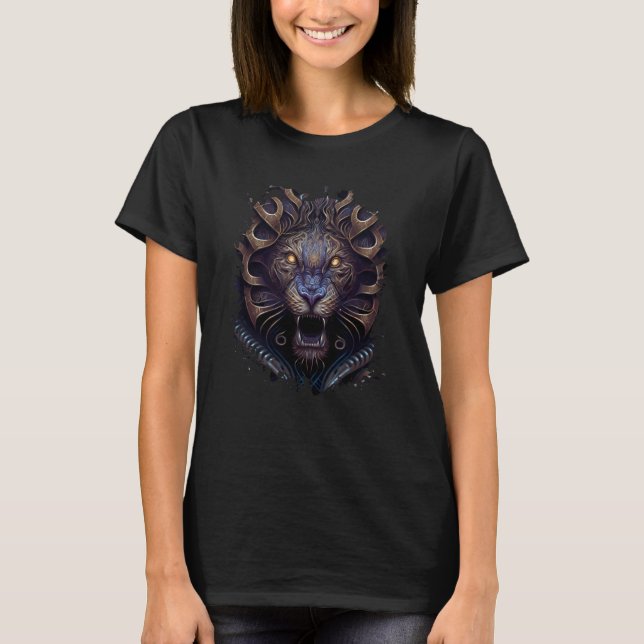 Camiseta Backprint Majestic Fantasy Lion in the wilderness (Frente)