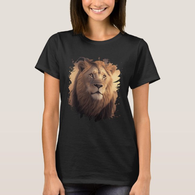 Camiseta Backprint Majestic lion in the African savanna (Frente)