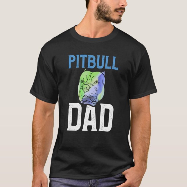 Camiseta Backprint Pitbull Dad cool dog and dog owner (Frente)
