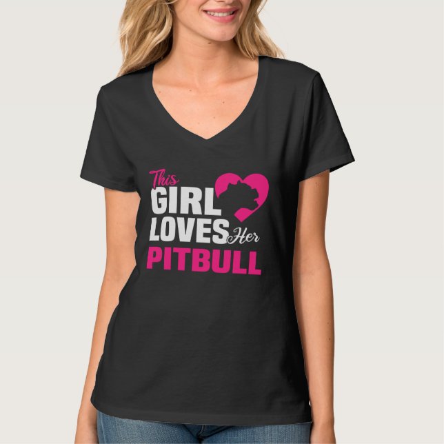 Camiseta Backprint This girl loves her Pitbull dog and dogs (Frente)