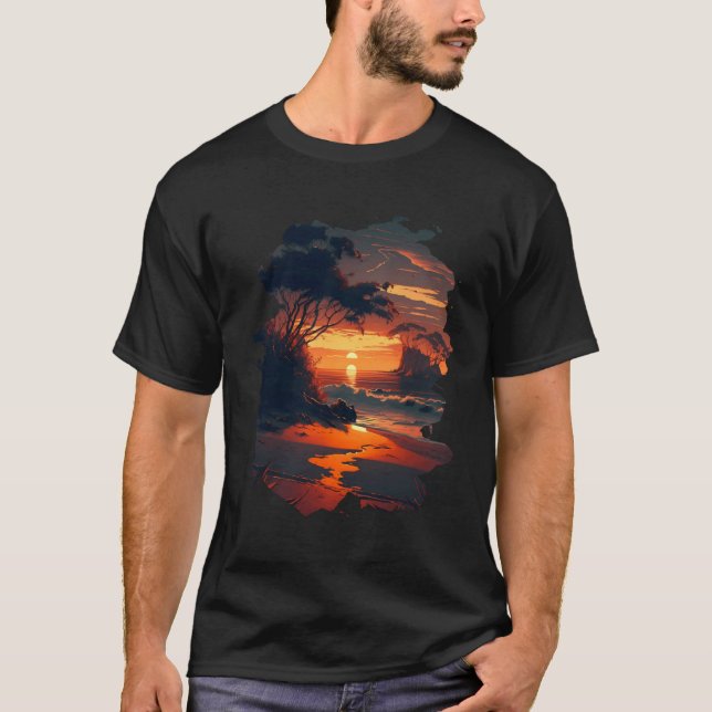 Camiseta Backprint Tropical dream beach Relaxation on sea o (Frente)