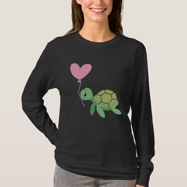 Camiseta Backprint Valentine s day turtle heart love (Frente)
