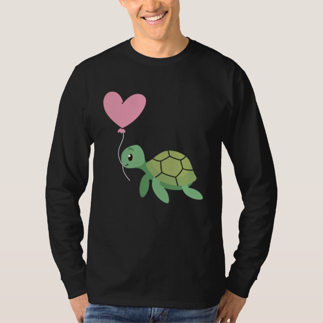 Camiseta Backprint Valentine s day turtle heart love (Frente)