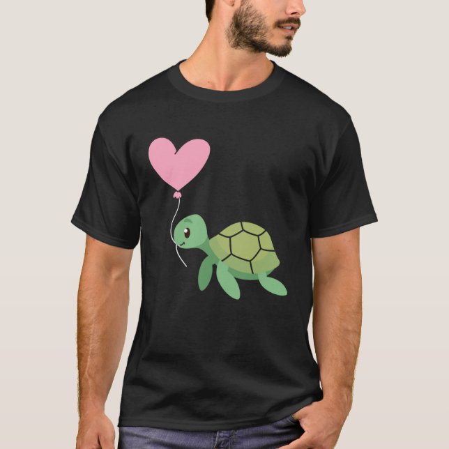 Camiseta Backprint Valentine s day turtle heart love (Frente)