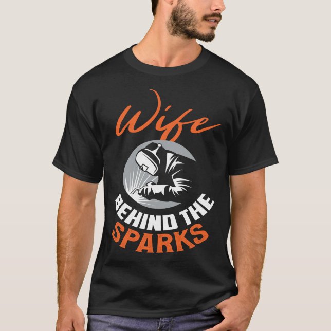 Camiseta Backprint Wife behind the sparks Welder Wife (Frente)