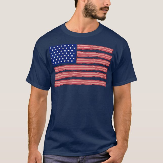Camiseta bacon americano bandeira patriótica bacon american (Frente)