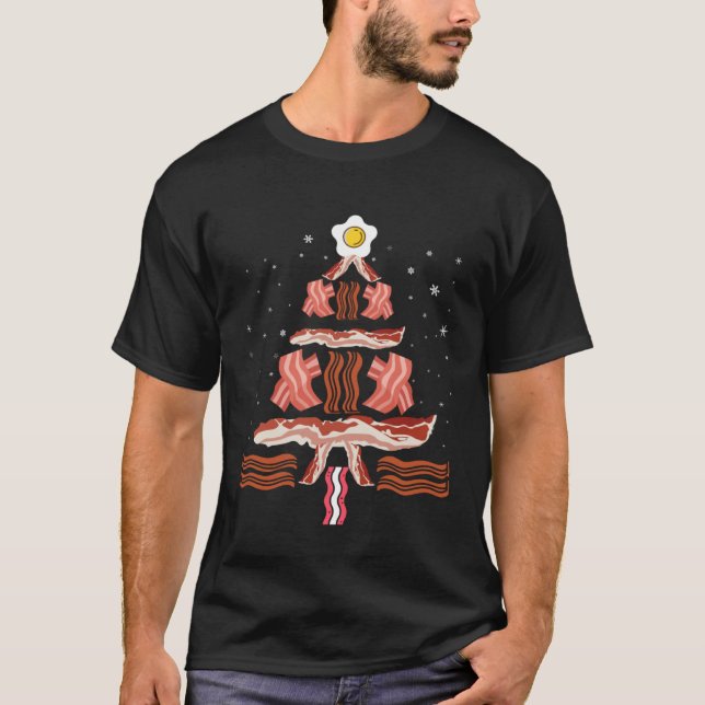 Camiseta Bacon and Egg Xmas Tree Winter Holiday  Christmas (Frente)