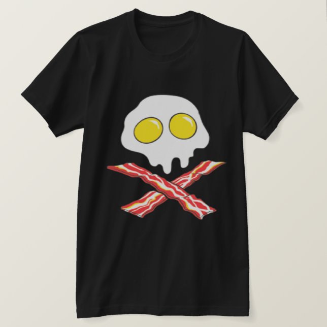 CAMISETA BACON AND EGGS COOL SKULL BONES SPOOF (Frente do Design)
